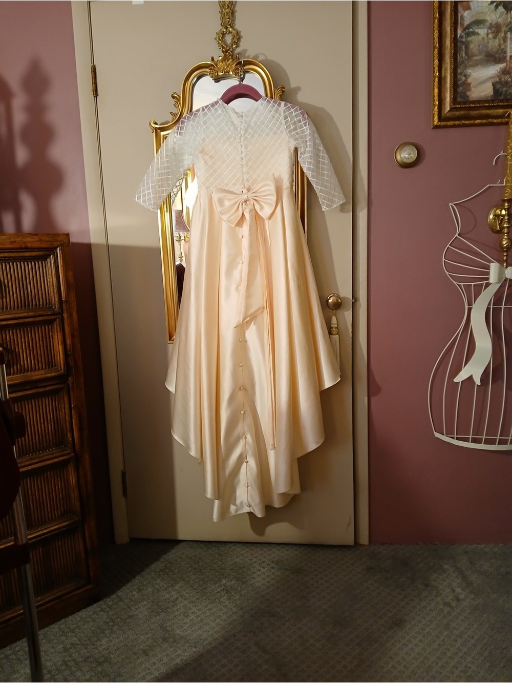 Elegant JR. bridesmaid dress in satin size 8-9 in light blush